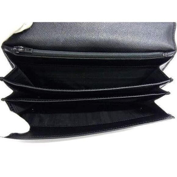 Prada Wallet Triangle Logo M608 Black Saffiano Leather Women's Bifold Long - Picture 7 of 7